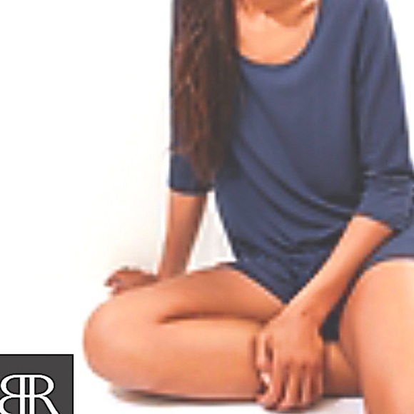 Steel blue 3/4 length sleeve soft top. - Picture 1 of 1